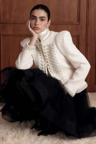 Pearl Commander Bouclé Jacket - Boutique Bella BellaJacket
