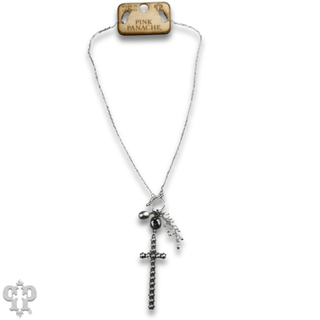 Pearl cross charm necklace with Austrian crystal - Boutique Bella BellaNecklaces