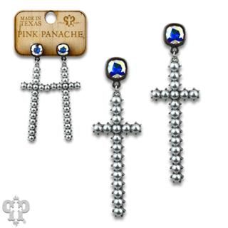 Pearl cross earring with Austrian crystal - Boutique Bella BellaEarrings