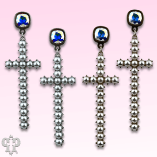 Pearl cross earring with Austrian crystal - Boutique Bella BellaEarrings
