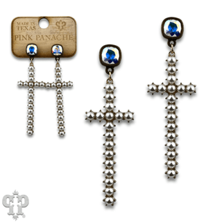 Pearl cross earring with Austrian crystal - Boutique Bella BellaEarrings