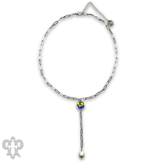 Pearl drop chain necklace with Austrian crystal - Boutique Bella BellaNecklaces