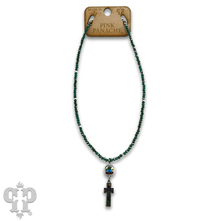 Pearl finish cross charm necklace with Austrian crystal - Boutique Bella BellaNecklaces