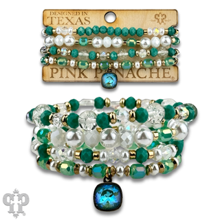 Pearl, glass and gold bead bracelet with Austrian crystal - Boutique Bella BellaBracelets