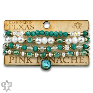 Pearl, glass and gold bead bracelet with Austrian crystal - Boutique Bella BellaBracelets