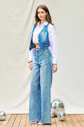 Pearl High - Rise Wide leg Jeans - Vibrant - Boutique Bella BellaJeans