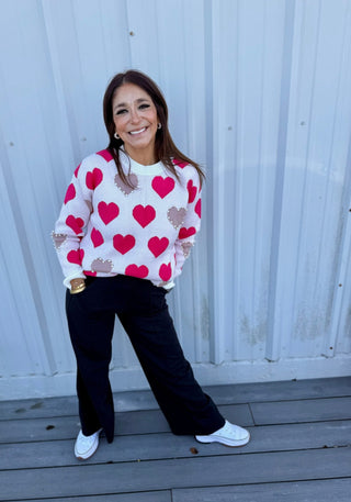 Pearl - Kissed Hearts Sweater - Boutique Bella BellaSweater