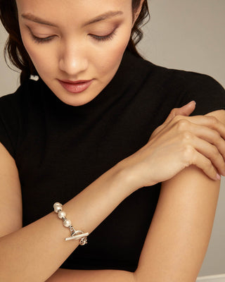 Pearl & Match - Silver Link Chain Bracelet with Pearls - Boutique Bella Bellabracelet