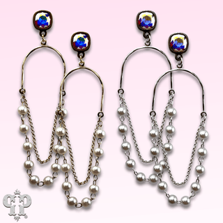 Pearl swing earring, Austrian crystal - LC - Boutique Bella BellaEarrings