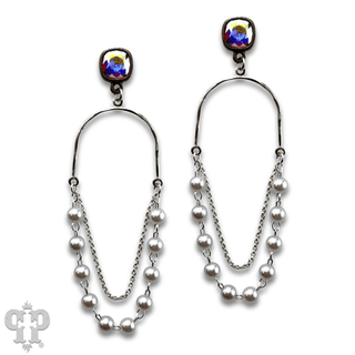 Pearl swing earring, Austrian crystal - LC - Boutique Bella BellaEarrings