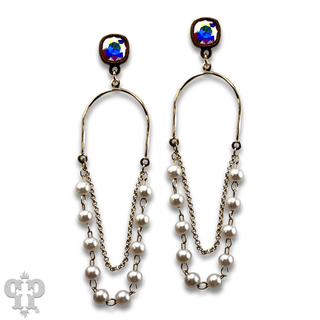 Pearl swing earring, Austrian crystal - LC - Boutique Bella BellaEarrings