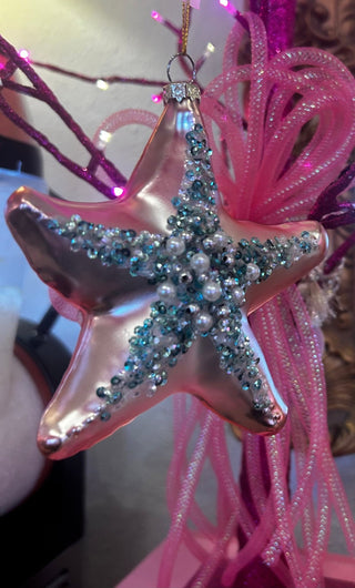 Pearled Pink Starfish Ornament - Boutique Bella BellaOrnaments
