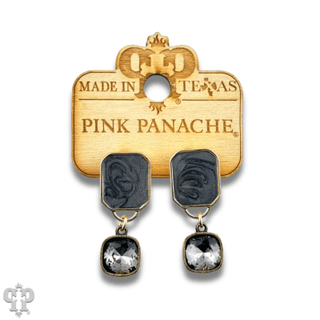 Pearlescent rectangle and Austrian crystal earring - Boutique Bella BellaEarrings
