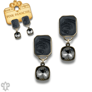 Pearlescent rectangle and Austrian crystal earring - Boutique Bella BellaEarrings