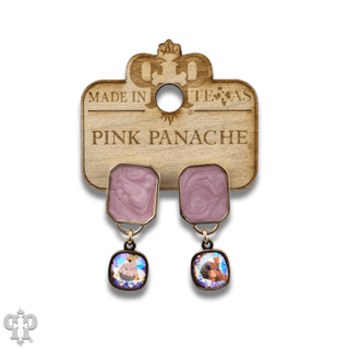 Pearlescent rectangle and Austrian crystal earring - Boutique Bella BellaEarrings