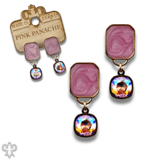 Pearlescent rectangle and Austrian crystal earring - Boutique Bella BellaEarrings