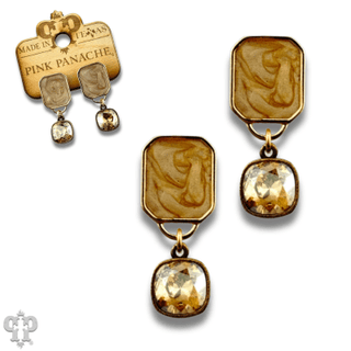 Pearlescent rectangle and Austrian crystal earring - Boutique Bella BellaEarrings