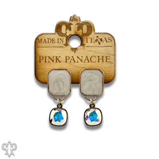 Pearlescent rectangle and Austrian crystal earring - Boutique Bella BellaEarrings