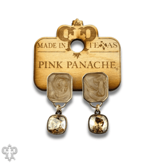 Pearlescent rectangle and Austrian crystal earring - Boutique Bella BellaEarrings