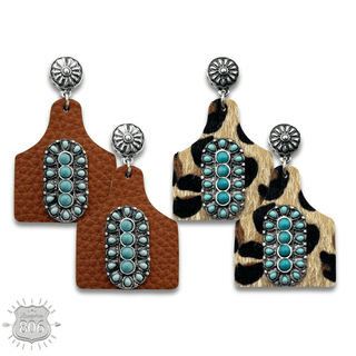 Pebbled ear tag earring,stone center, last call - Boutique Bella BellaEarrings