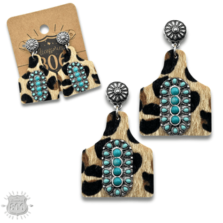 Pebbled ear tag earring,stone center, last call - Boutique Bella BellaEarrings