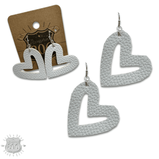 Pebbled leather heart earring - Boutique Bella BellaEarrings