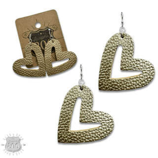 Pebbled leather heart earring - Boutique Bella BellaEarrings