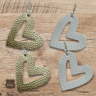 Pebbled leather heart earring - Boutique Bella BellaEarrings