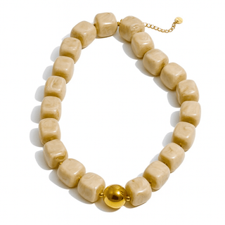 Pebbles Beige Beaded Necklace - Boutique Bella BellaNecklace