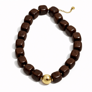 Pebbles Mocha Beaded Necklace - Boutique Bella BellaNecklace