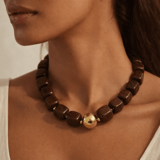 Pebbles Mocha Beaded Necklace - Boutique Bella BellaNecklace