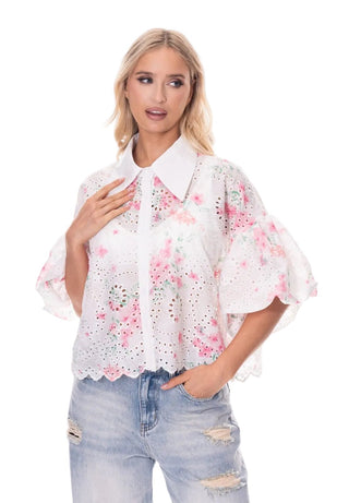 Petal Puff Lace Blouse - Boutique Bella BellaTops