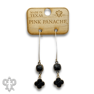 Petite clover charm long earring with Austrian crystal - last call - Boutique Bella BellaEarrings