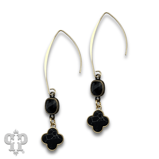 Petite clover charm long earring with Austrian crystal - last call - Boutique Bella BellaEarrings