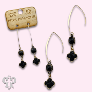 Petite clover charm long earring with Austrian crystal - last call - Boutique Bella BellaEarrings