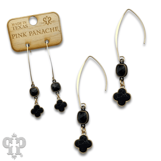 Petite clover charm long earring with Austrian crystal - last call - Boutique Bella BellaEarrings