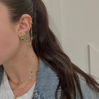 Peyton Emerald Cz Huggies - Boutique Bella BellaEarrings