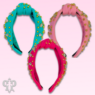 Rhinestone top knot headband - LC