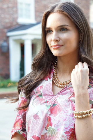Phoebe Ball Bead Necklace in Shiny Gold - Boutique Bella BellaNECKLACE