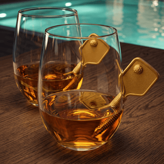 Pickleball Stemless Wine Glasses Set Of 2 Stuck In The Glass Pickle Ball Cocktail Glassware Player E - Boutique Bella Bella