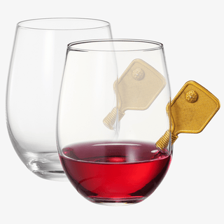 Pickleball Stemless Wine Glasses Set Of 2 Stuck In The Glass Pickle Ball Cocktail Glassware Player E - Boutique Bella Bella