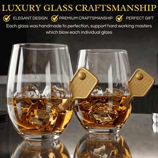 Pickleball Stemless Wine Glasses Set Of 2 Stuck In The Glass Pickle Ball Cocktail Glassware Player E - Boutique Bella Bella