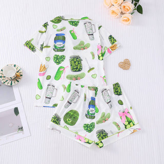 Pickles & Bow Pattern Short Pajama Set - Boutique Bella Bellapajama set