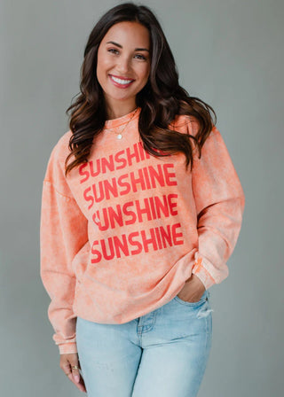 Pink Acid Wash Sunshine Sweatshirt - Boutique Bella BellaSweatshirt