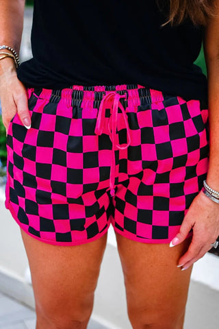 Pink And Black Checkered Everyday Shorts - Boutique Bella BellaShorts