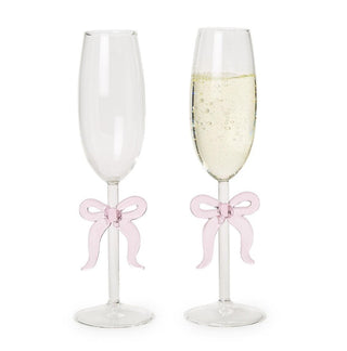Pink Bow Champagne Glass (9 oz. - Boutique Bella Bellachampagne glass
