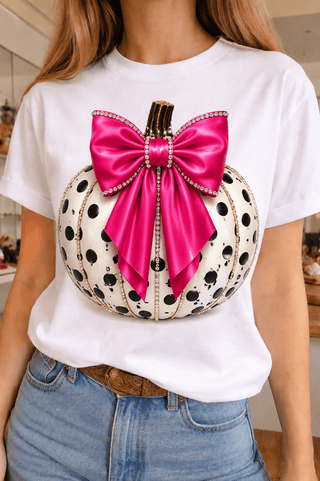 Pink Bow Pumpkin Crew DS - Boutique Bella Bella