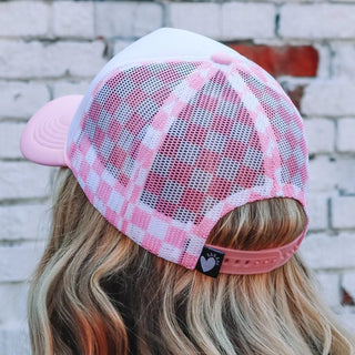 Pink Checkerboard Trucker Hat - Boutique Bella Bellatrucker hat