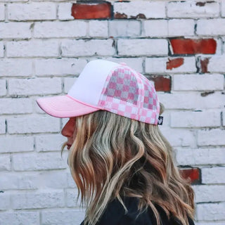 Pink Checkerboard Trucker Hat - Boutique Bella Bellatrucker hat