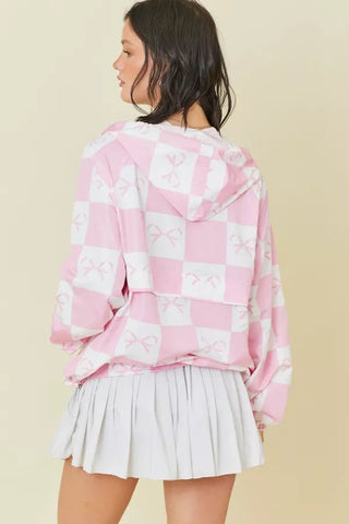 Pink Checkered Bow Windbreaker - Boutique Bella Bellawindbreaker